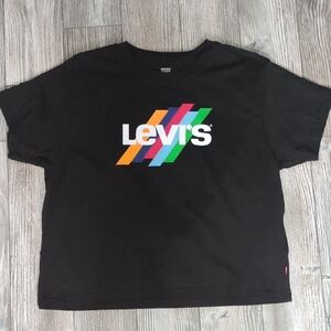 Levi's Black Graphic Oversized Cropped T-Shirt S